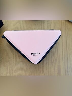 Prada Pink and Black Triangle Cosmetic Pouch